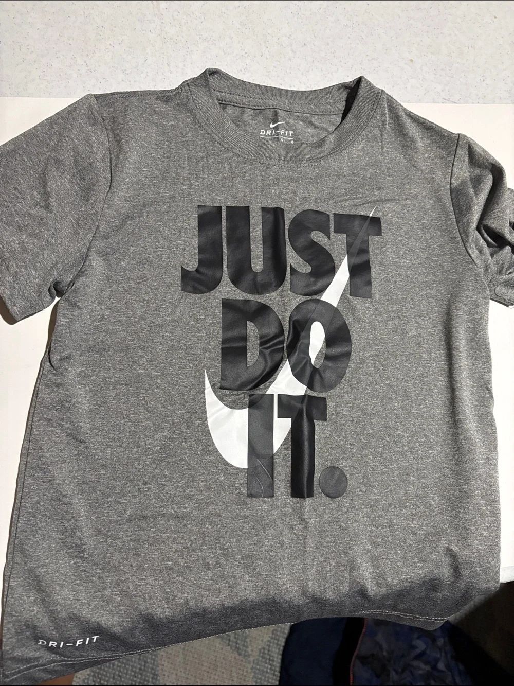 Boys Nike Gray dry fit Short Sleeve 'Just Do It' Graphic Tee